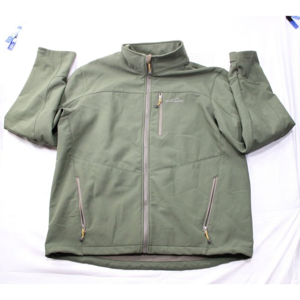 Eddie Bauer 365 Mens Softshell Jacket XL Green Polyester & Spandex Blend With Zi